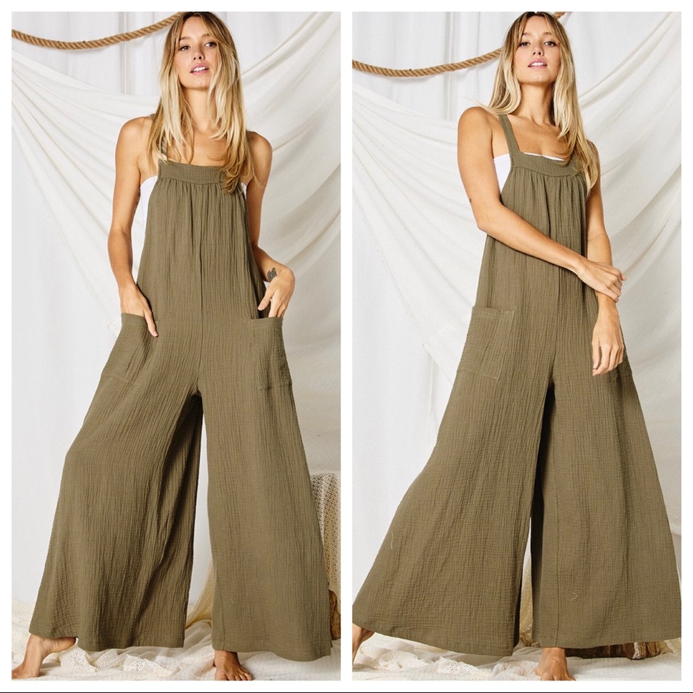 ✨LAST 1✨Cotton Gauze Boho wide leg jumpsuit - Picture 3 of 6